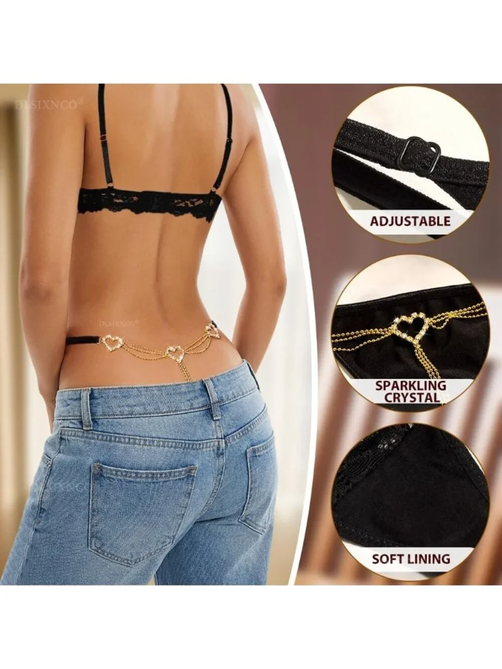 Women's Silver Tassel Chain & Upme Adjustable Sexy Underwear Panties